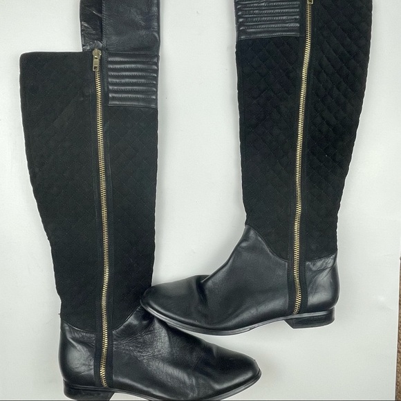 Renny Shoes - RENNY Black High Leather Riding Boots Size 7.5